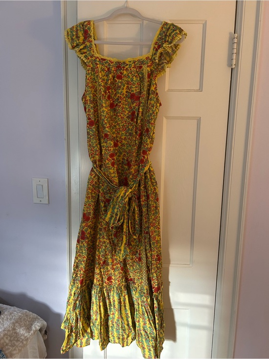Roller Rabbit Dresses & Skirts - Roller Rabbit Yellow Floral Maxi Dress with Red Accents